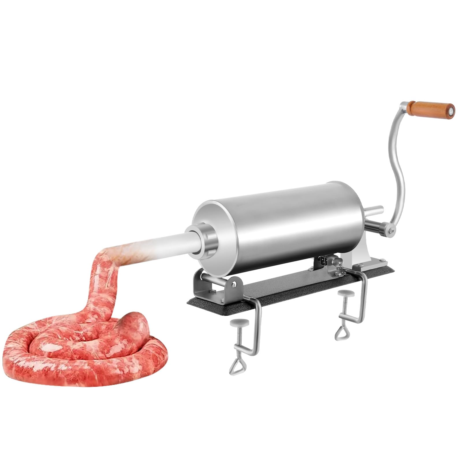 Máquina de llenado manual de salchichas de acero inoxidable, 3 L, jeringa para salchichas, prensa para salchichas, 4 tubos de llenado para restaurantes, bares, cafeterías, talleres, cocinas, ideal