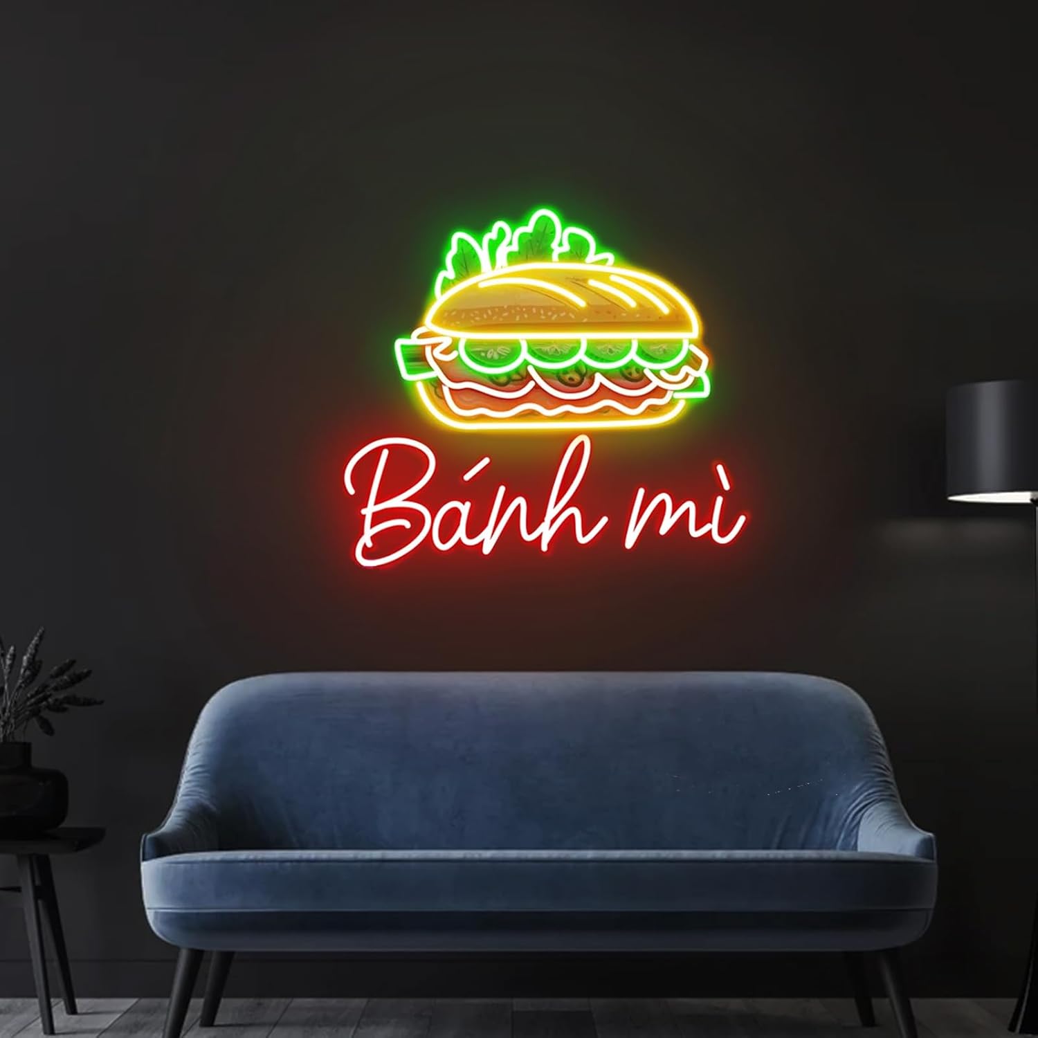 Banh Mi Neon Sign 20 inch Vietnamese Cuisine Business Led Signs Lights for Wall Decor Vietnamese Restaurant Man Cave Home Bar Club Party Neon Gifts