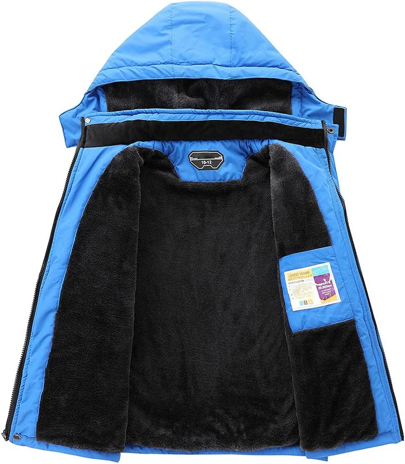 OHSNMAKSL Boy's Waterproof Ski Jacket Warm Winter Snow Coat Kids Fleece Snowboarding Jackets Thick Hooded Windproof Coats - Image 2