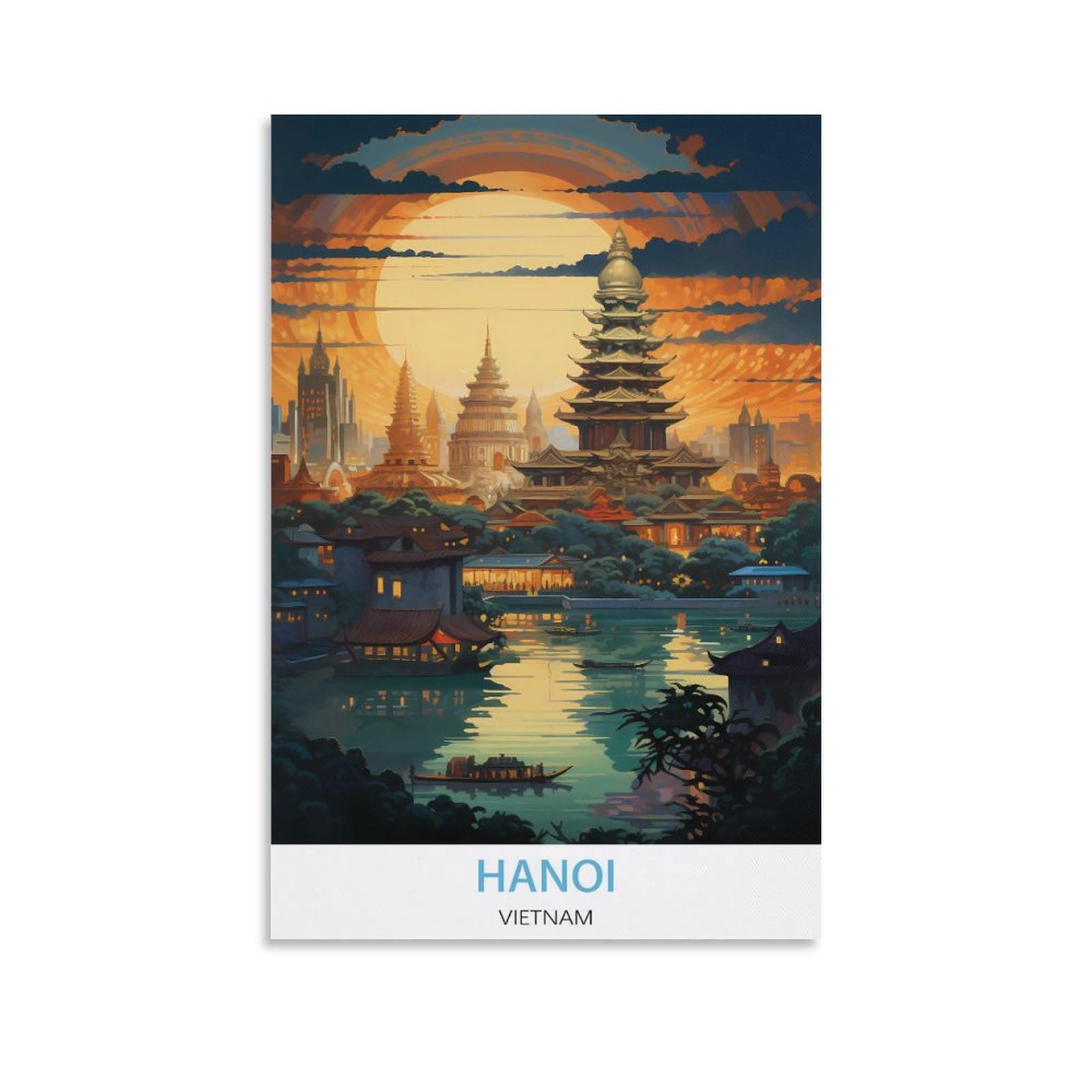 KmoNo Hanoi Vietnam Vintage Travel Posters 08x12inch(20x30cm) Poster Decor Painting Canvas Wall Art Living Room Poster Bedroom