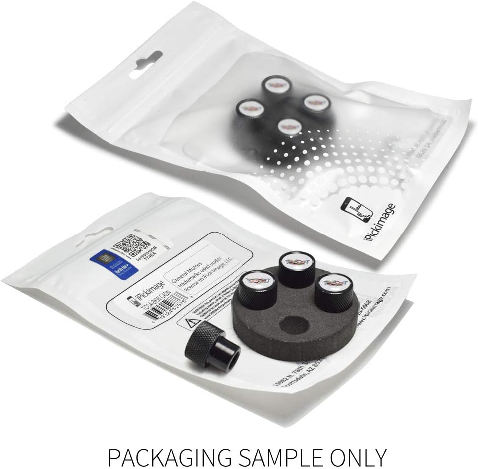 iPick Image for Cadillac Crest Logo in White on Black Easy-Grip Aluminum Tire Valve Stem Caps