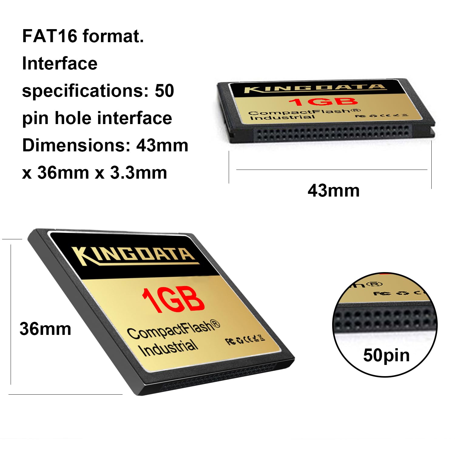 industriale Scheda compact flash 1GB FAT16 CF card Tipo I per apparecchiature fotografo vecchie fotocamere digitali