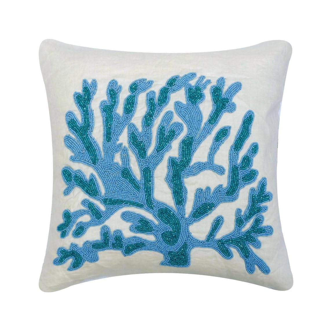 The HomeCentric Decorative Blue 18"x18" (45x45 cm) Cushion Covers, Linen Seaweeds, Corals Throw Cushion Covers, Sea Creatures Pattern Beach Style Style - Seaweed Breeze โ image 1