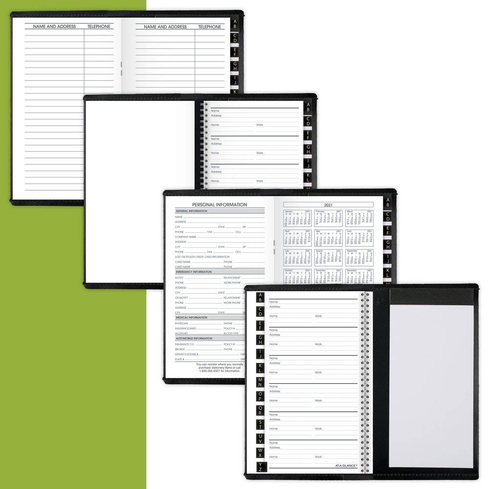 AT-A-GLANCE, calendario tascabile 2021, planner mensile, 8,9 x 15,2 cm, formato tascabile, nero (700640521)