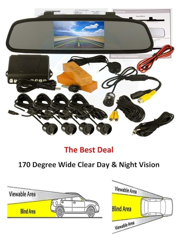 Car Rear View/Reverse Parking Camera Kit4.3 inch TFT+Rear View Mirror