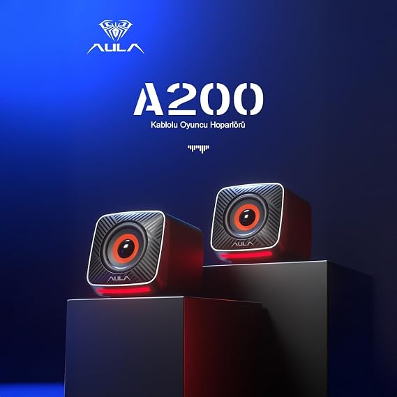 Aula A200 RGB Illuminated Desktop Gaming 3.5mm Jack Computer Pc Speaker