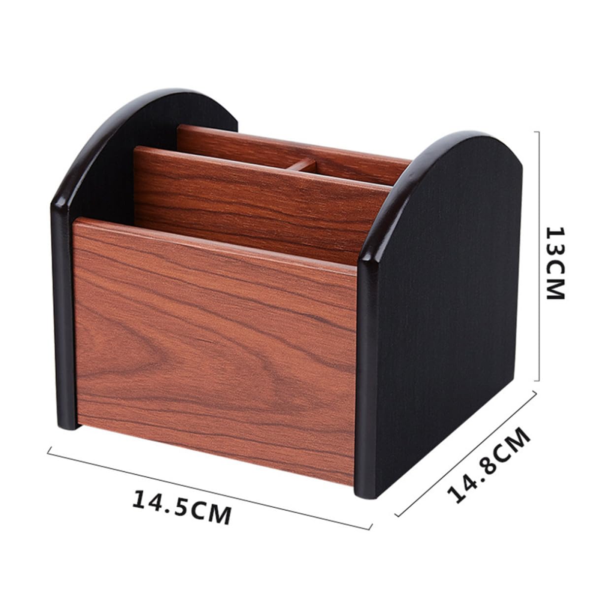 POPETPOP Caja Organizadora de Madera Natural para Bolígrafos y Control Remoto, Contenedor Multifunción de Escritorio Compartimentos, Organizador de Oficina para Material Escolar y