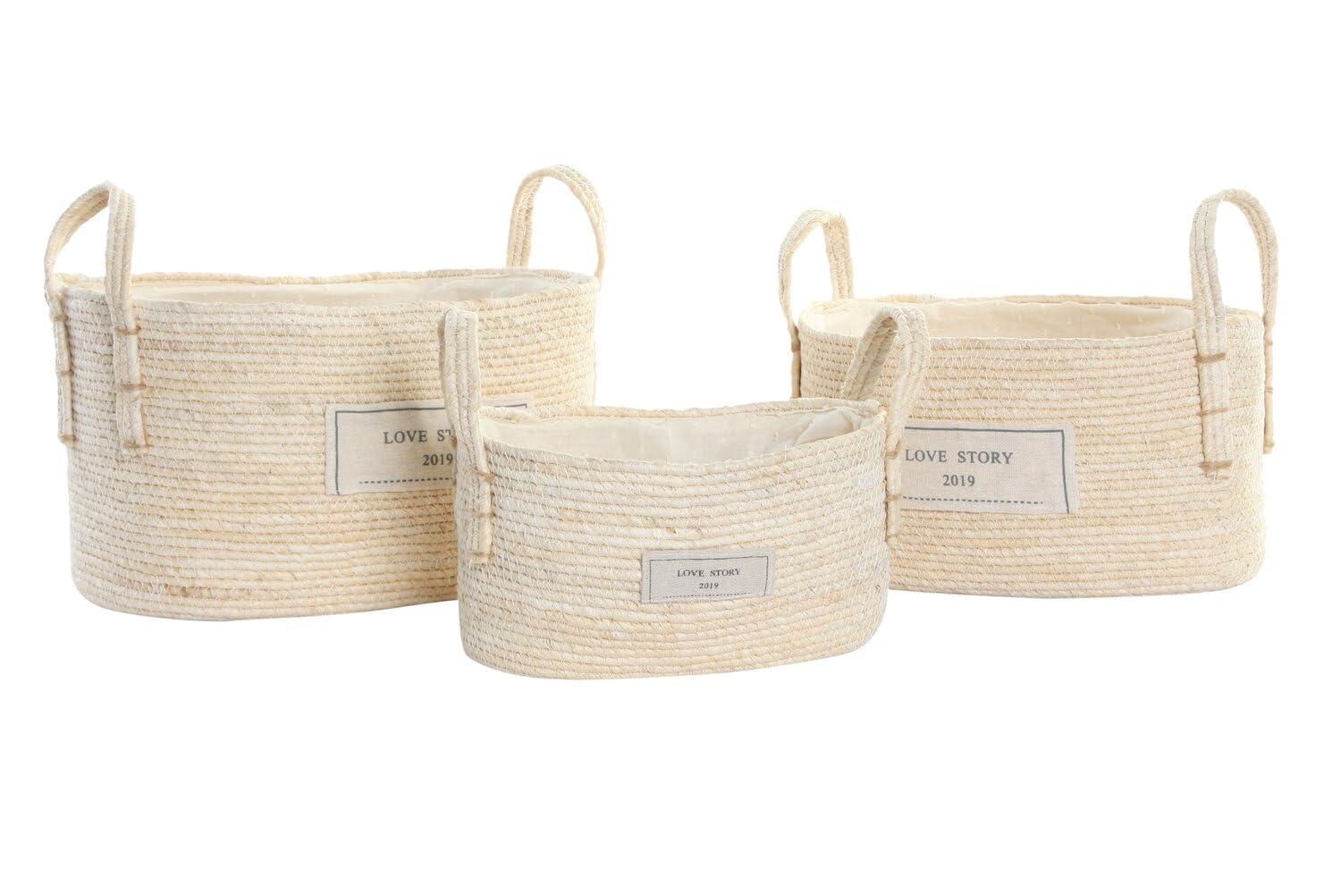 Cesta Set 3 Fibra Algodon 34x23x20 Natural 23x34x20 cm