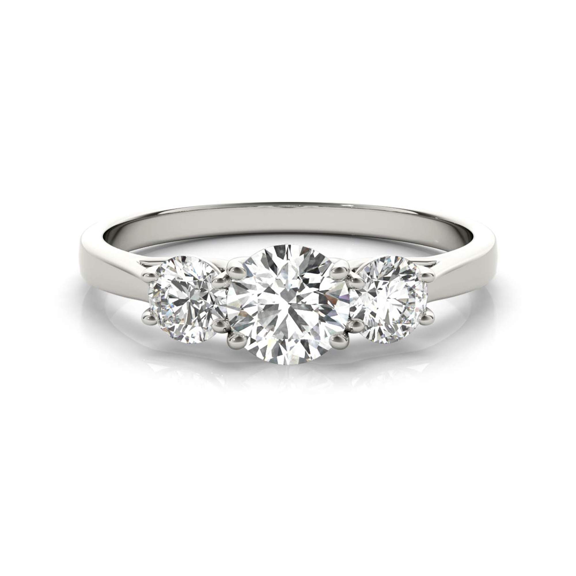 New World Diamonds 14k White Gold Lab-Grown Diamond 3 Stone Wedding Engagement Ring (1.00 cttw, I-J Color, VS2-SI1 Clarity) Size 6.5