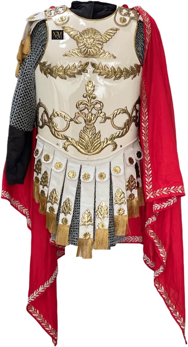 White Medieval Roman Muscle Cuirass Armor Knight Breastplate LARP Armor Halloween Costume
