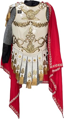 Armadura de caballero de coraza muscular romana medieval de cuero blanco LARP armadura disfraz de Halloween, Blanco