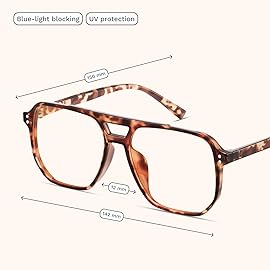 livho Vintage Aviator Blue Light Blocking Glasses, Fashion Oversized Frames with UV Protection Coating, Unisex Design