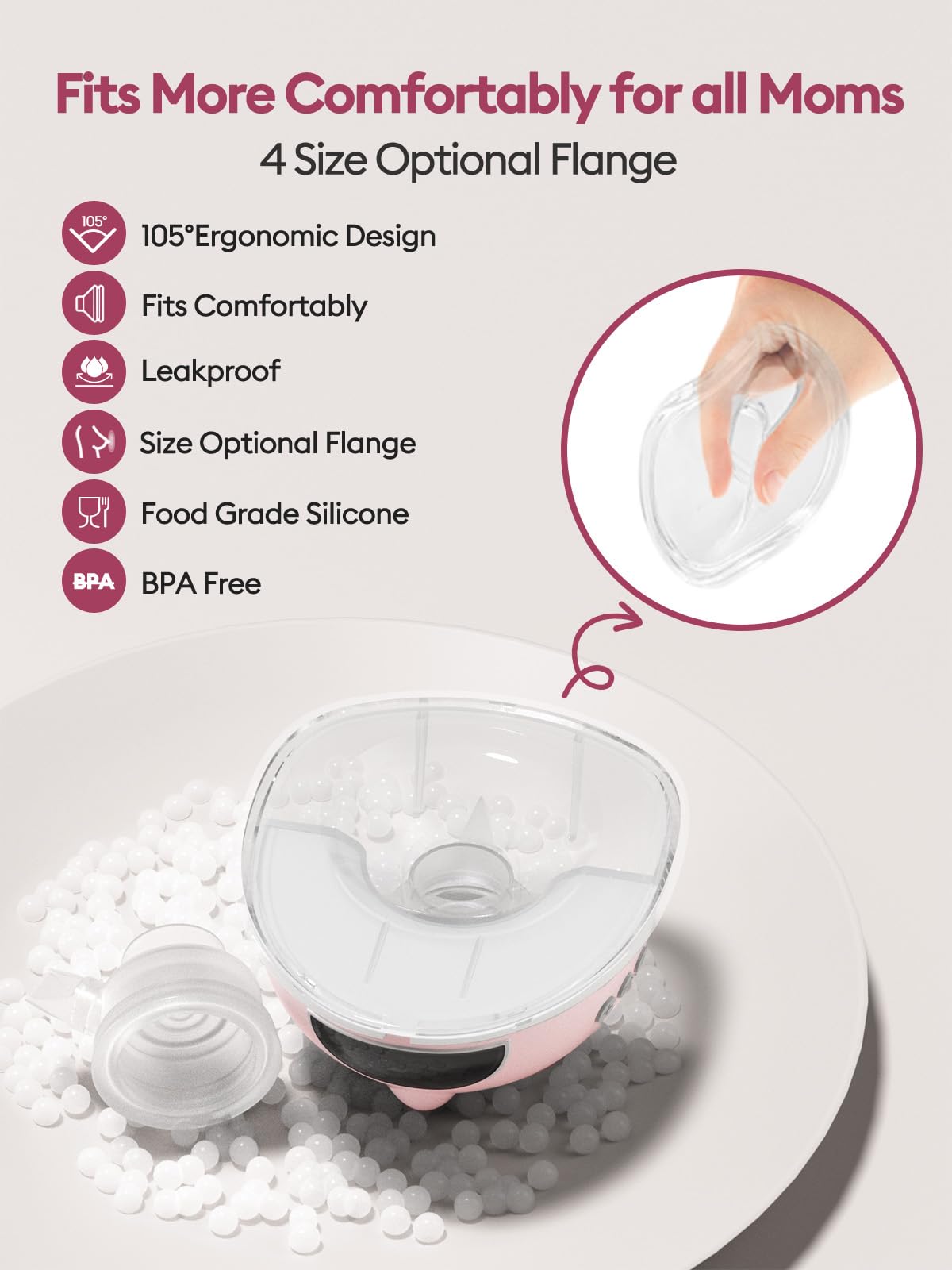 Extractor de leche manos libres portátil de boca de bebé con brida de doble sellado con 4 modos y 9 niveles, extractor de leche eléctrico, color beige