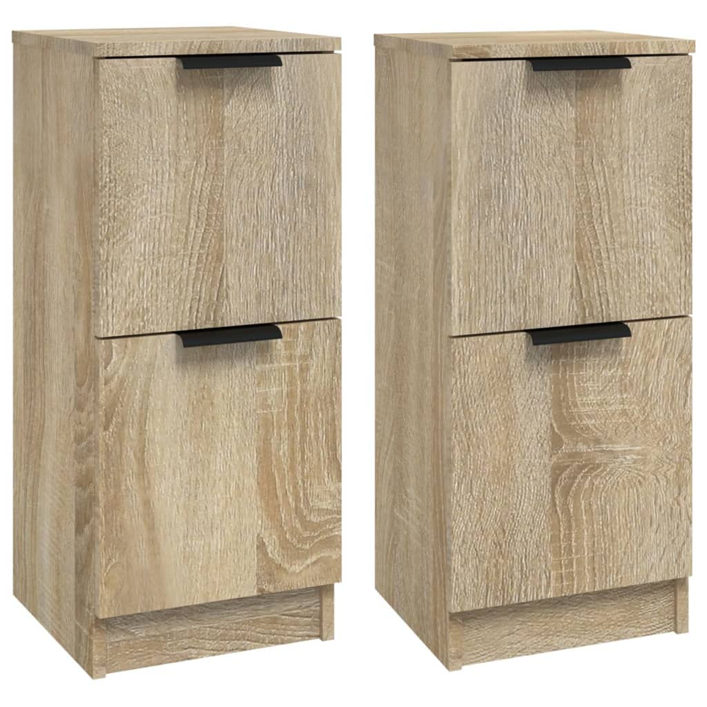 Vidaxl Sonoma Oak 2X Sideboards Living Room Home Organiser Storage Cabinet Cupboard Telephone Cabinet Nightstand Bedside Table Engineered Wood
