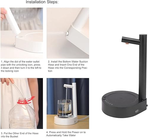 Miniatura 7 de Bomba de botella de agua inalámbrica, bomba eléctrica portátil para botella de agua, dispensador de botella de agua de escritorio, carga USB, 6