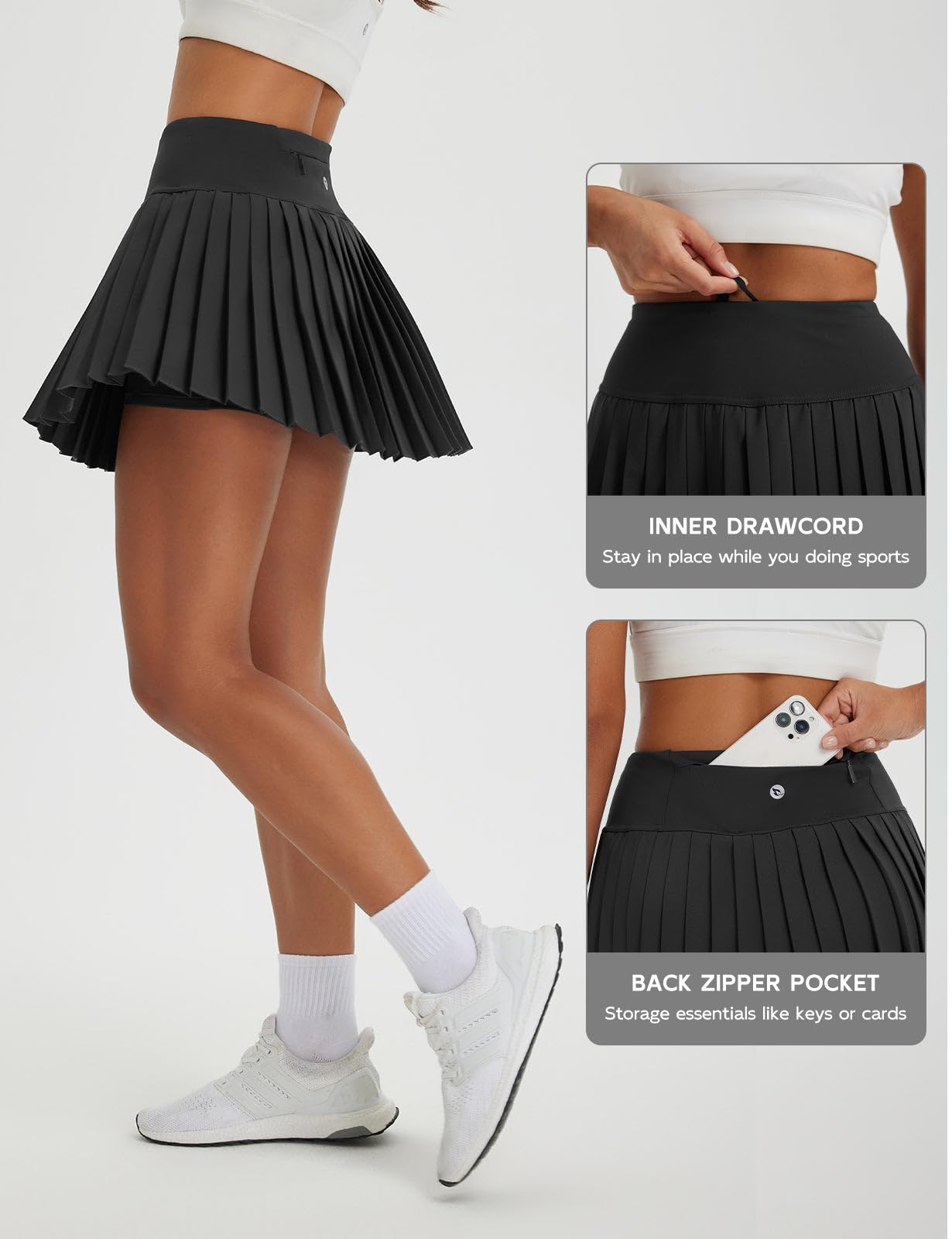 baleaf Jupe Tennis Femme Short, D'été Courte pour Femme Jupe en Forme de A Légèreté Respirable Taille Haute