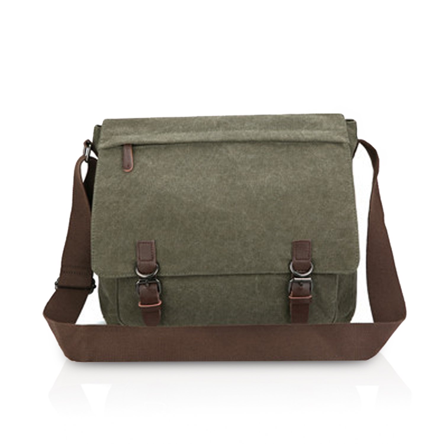 FANDARE Retro Bolso de Bandolera Bolsa de Mensajero Bolsa de Cartero Lona bandoleras Hombre Mujer Bolsa de Mensajero para 12.9 Pulgada Laptop Bolsa de Hombro para Viaje Trabajo Negocio Escuela Verde M