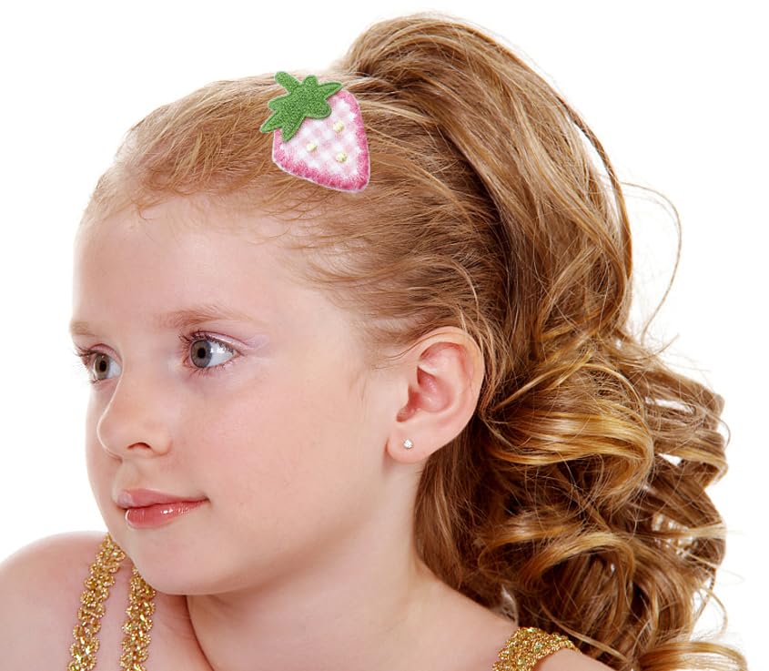 Miniatura 4 de 10 pinzas para el pelo de fresa, lindas pinzas de tela de fresa, horquillas dulces, pasadores para el cabello, accesorios para el cabello para niñas