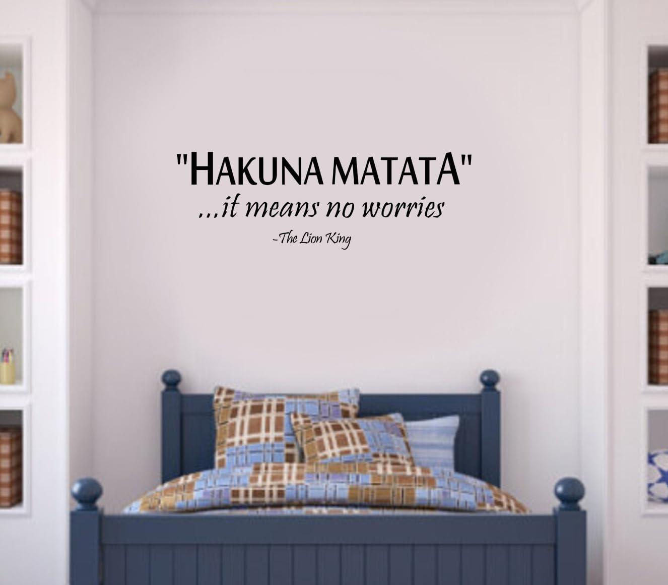 Hakuna Matata it Means no Worries The Lion King Inspiration Quote Words Home Decor Wall Sticker for Kid Room Decoration Sticker W60xH20cm