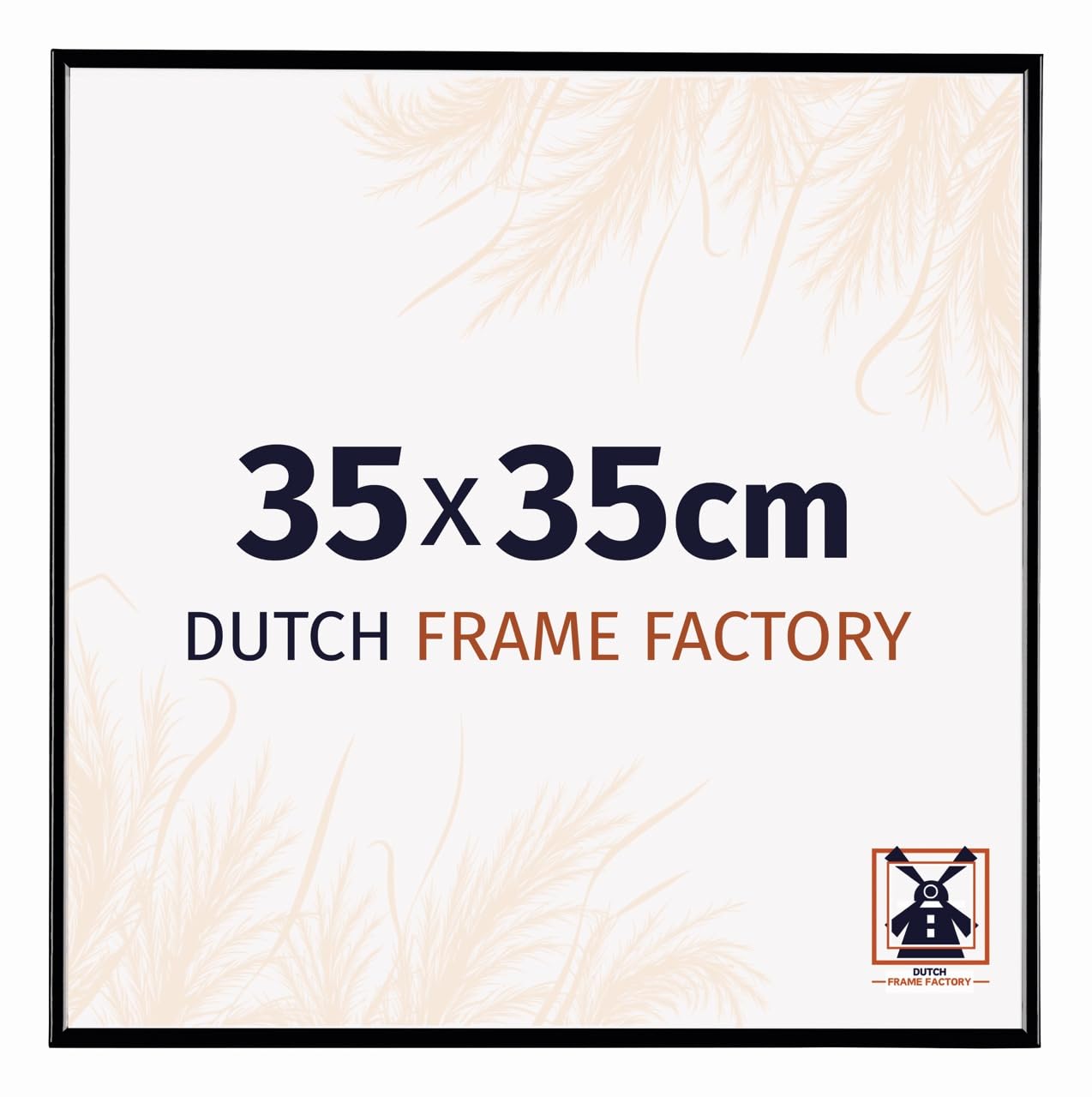 Dutch Frame Factory - Picture frame 35x35 cm - Black High Gloss - Plastic Picture frame with Antireflex Acrylic glass - Photo frame 35x35 cm - Easy
