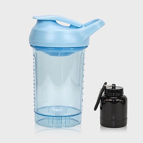 Botella mezcladora de proteínas, taza de proteína a prueba de fugas para gimnasio, fitness y suplementos (1 paquete, azul)