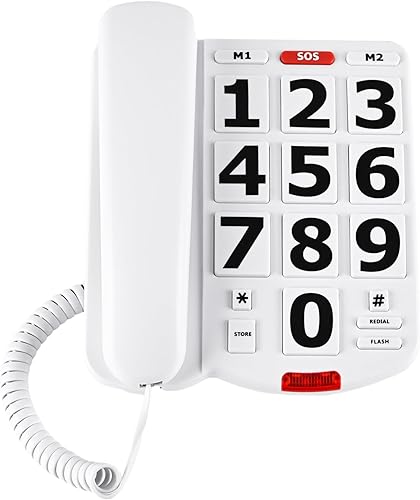 Large Button Phones for Seniors, Land Line Phones for Elderly - Big Button Home Telephone for the Visually Impaired, 110dB+ Amplified Ringer & 90dB+