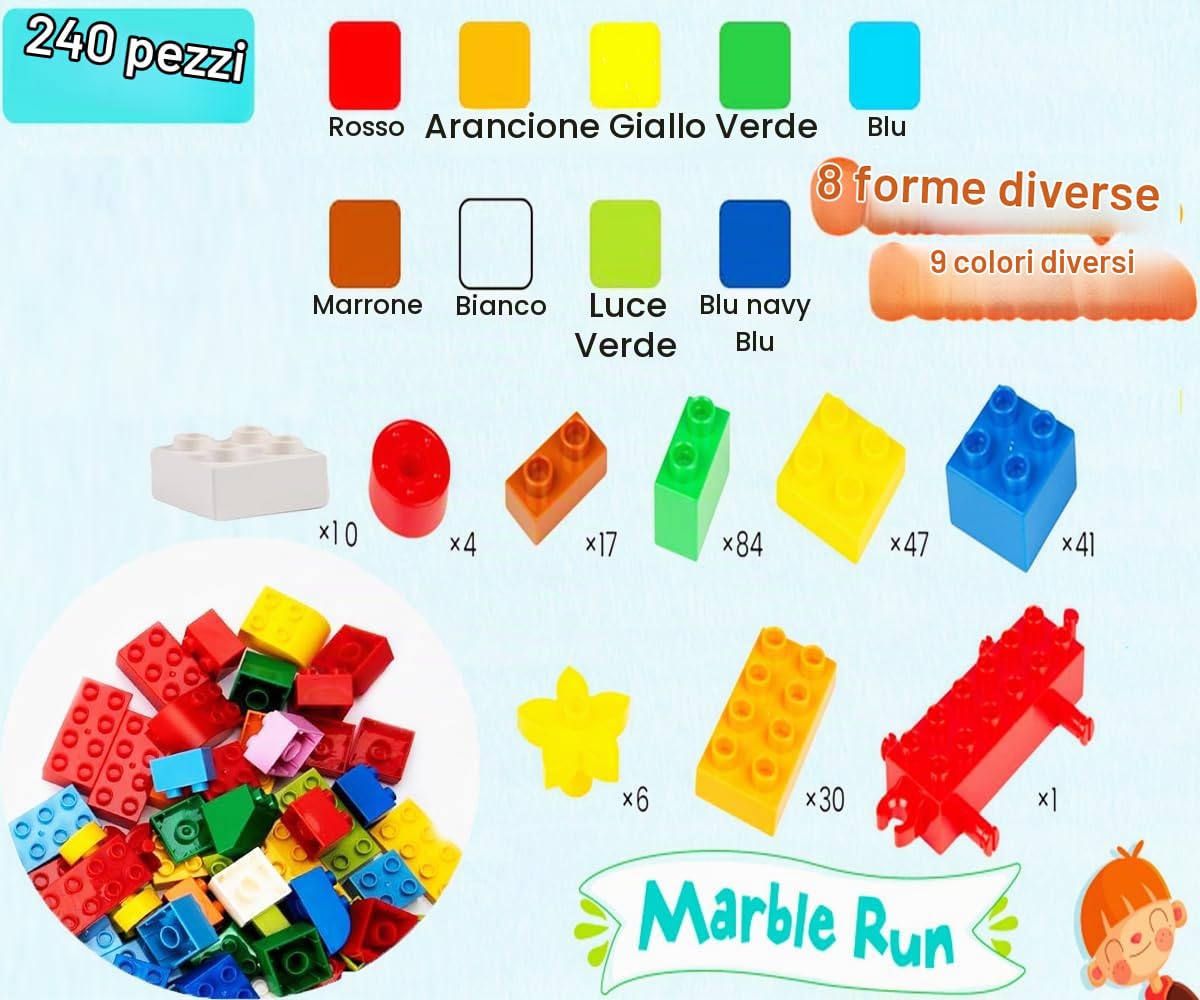 240 Pezzi Set di Mattoni da Costruzione Grandi,Costruzione Grandi mattoncini compatibili con le migliori marche, Classic Contenitore di Mattoncini per bambini a partire dai 3 anni in su
