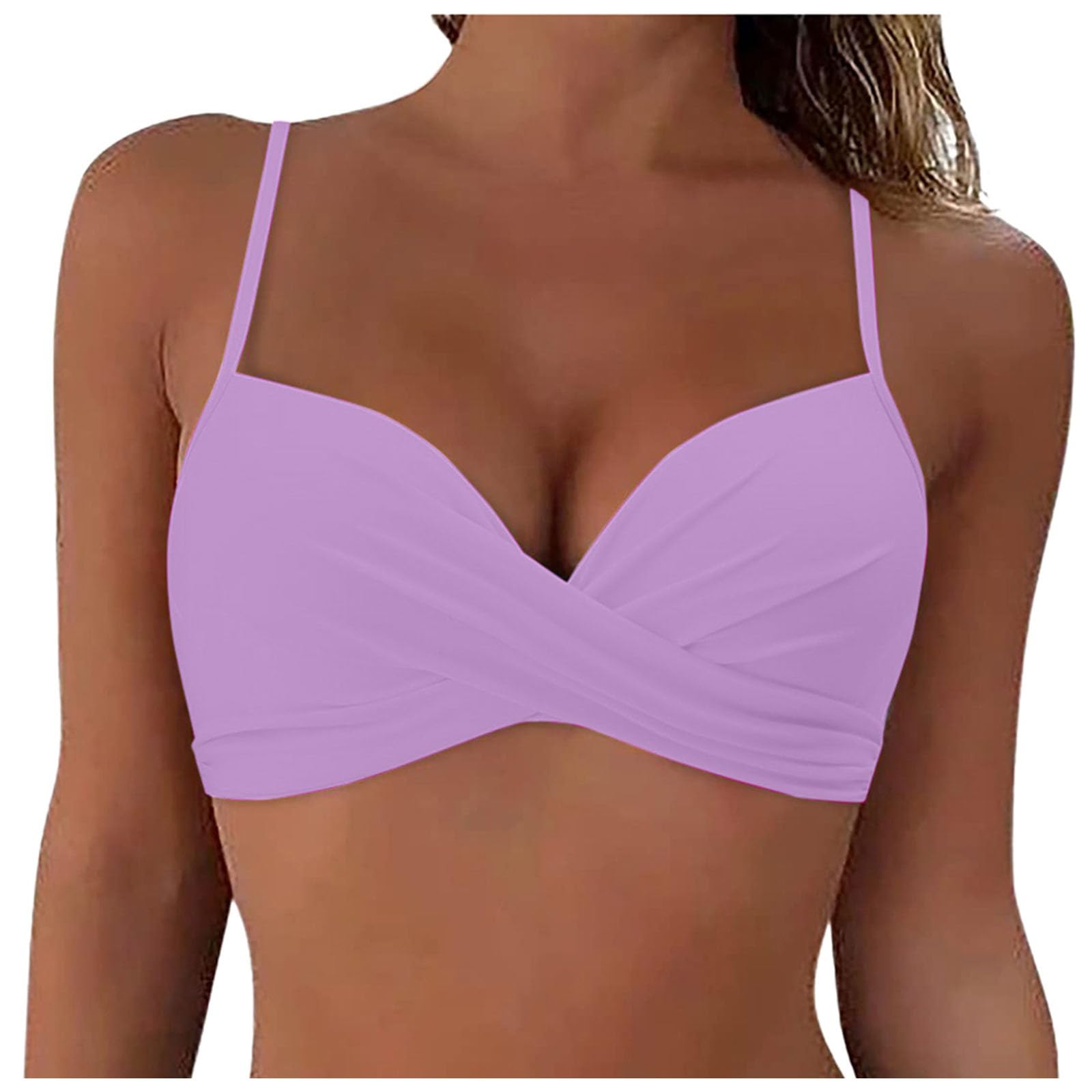 Generic Bikinis Piedras Cordones para Mujer, Tops con Aros, Bikini de, Top Push Up, Top Corto para Nadar, Traje de baño con en la Espalda, Tops Bikini Meses