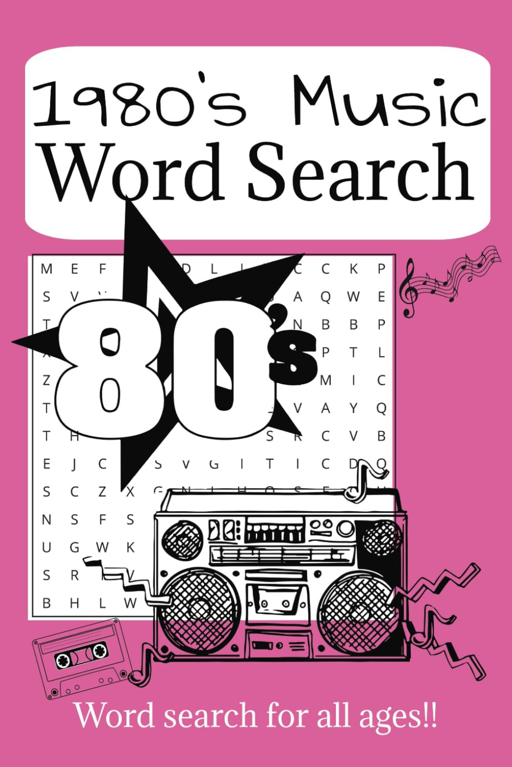1980's Music Word Search: 80's Music Word search, adult and teen word search, nostalgic music, nostalgic, gift ideas for parents