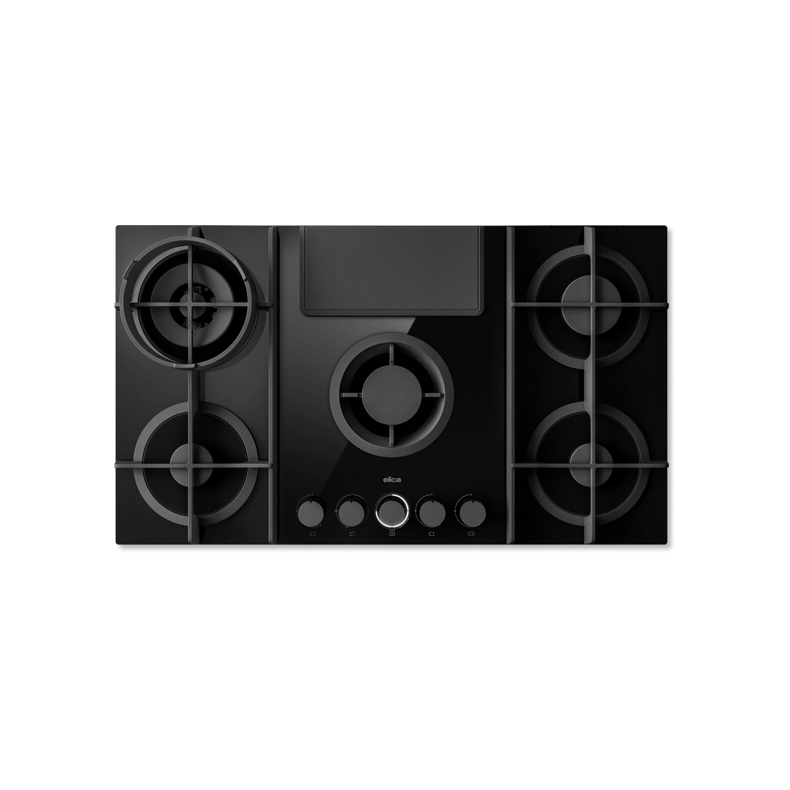 Elica PRF0196341, Piano cottura a gas con cappa aspirante integrata NIKOLATESLA FLAME EVO BL/​A/​88, Black