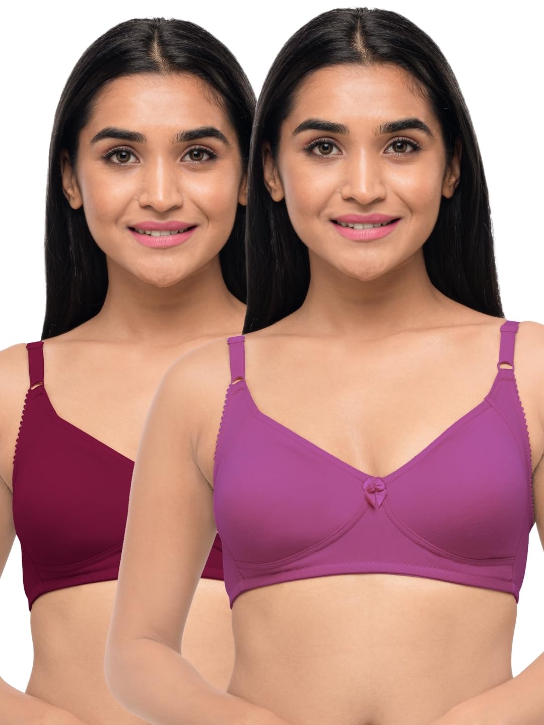 lovable Women Cotton Non-Padded Wire-Free with Lace Styling and Adjustable Straps V-Neck Full Coverage Seamless T-Shirt Bra-picture-16