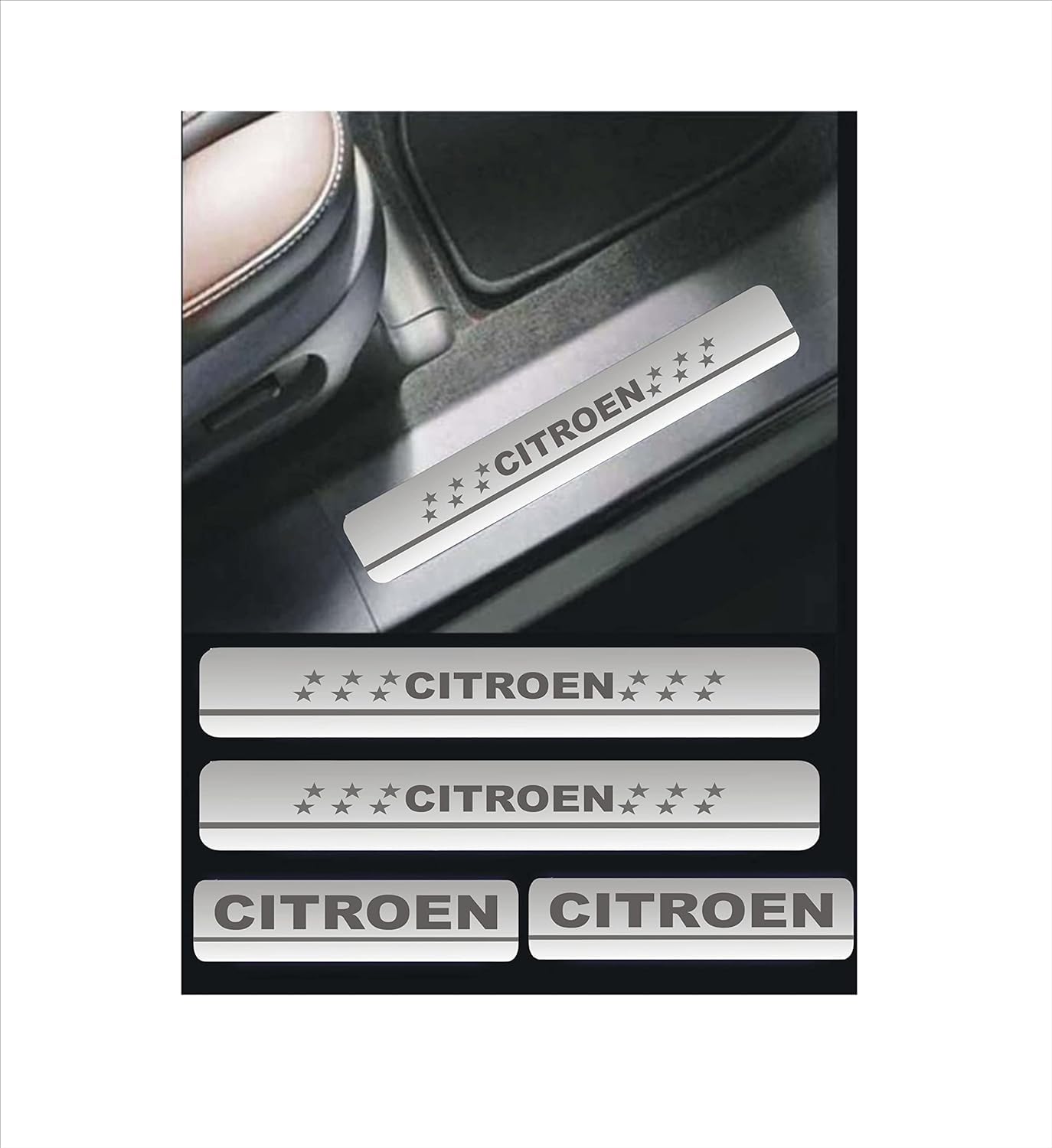 SureStrive Stainless Steel Car Footstep Without Led Door Sill Plate Leg Plate Non-Led Silver Color for Citroen 2023 C3 Aircross All Model Set of-4-picture-25