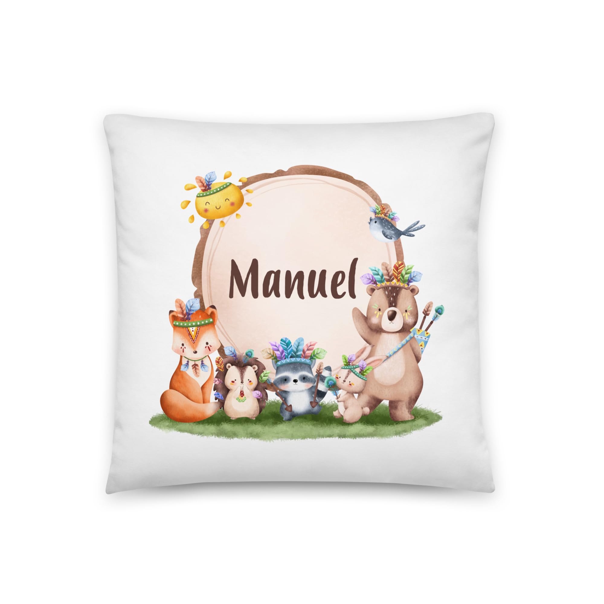 Cojines Infantiles – Cojin Personalizado con Nombre – Regalos cumpleaños niños Colegio – Guarderia Regalos – Almohada niños 40X40 CM – Selva