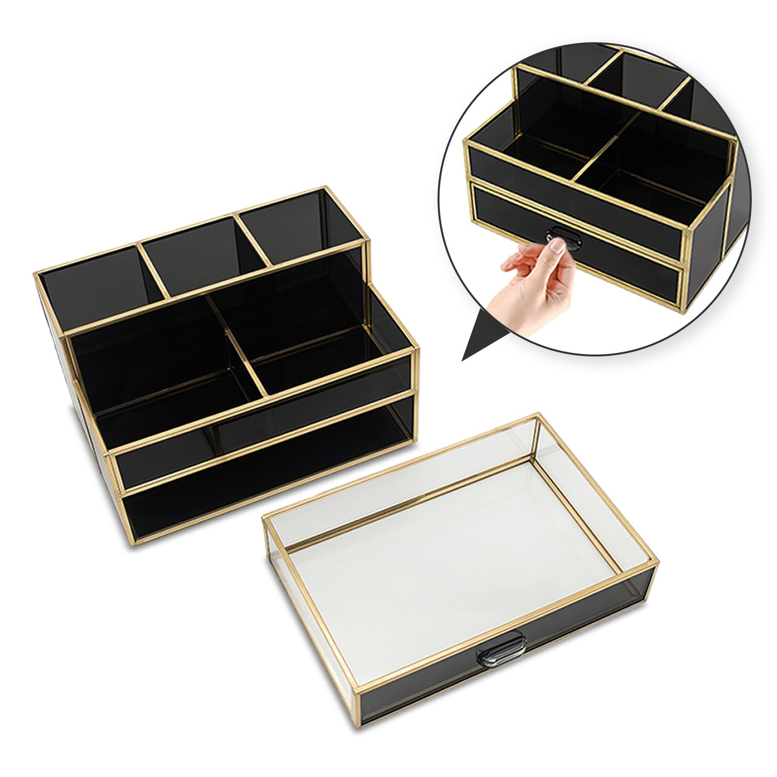 HARLIANGXY Organizer Trucchi con Cassetti, Organizzatore Cosmetici in Metallo, Porta Pennelli Make up per Scrivania, Organizzatore Trucchi adatti a Camera da Letto, Toletta, Bagno