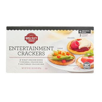 Wellsley Farms Entertainment Crackers 4 Box Variety Pack 1lb 15 oz 2 Original Wheat, 1 Crisp & Buttery, 1 Multigrain