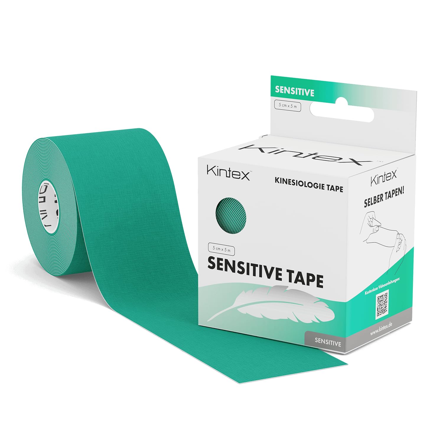 Kintex Kinesiology Tape Sensitive, 5 cm x 5 m, Skin-Friendly & Waterproof Kinesiology Tape, Physio Tape for Sensitive Skin, Medical Tape (Mint Green)