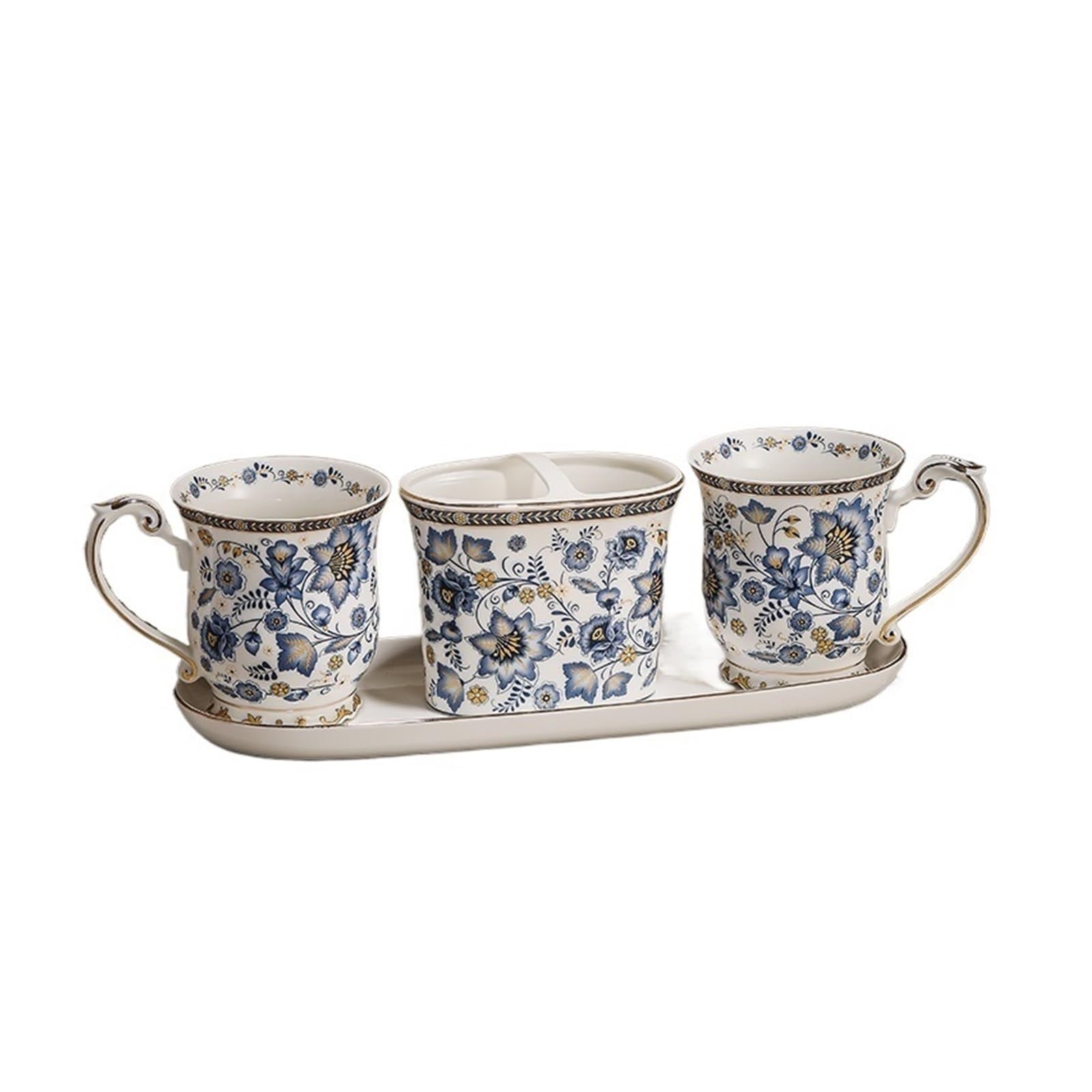 Set baño Juego de baño cerámica con diseño Floral Juego artículos tocador Lujo for el hogar(B-4PCS-1)