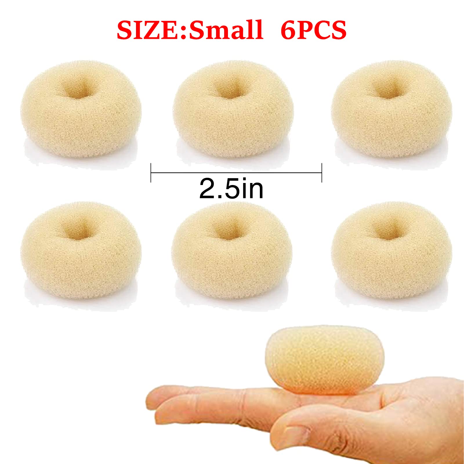 Moldeador de donas extra para niños, moño estilo anillo, 6 piezas para hacer moños de pelo corto y fino (2.5 pulgadas, negro) 2