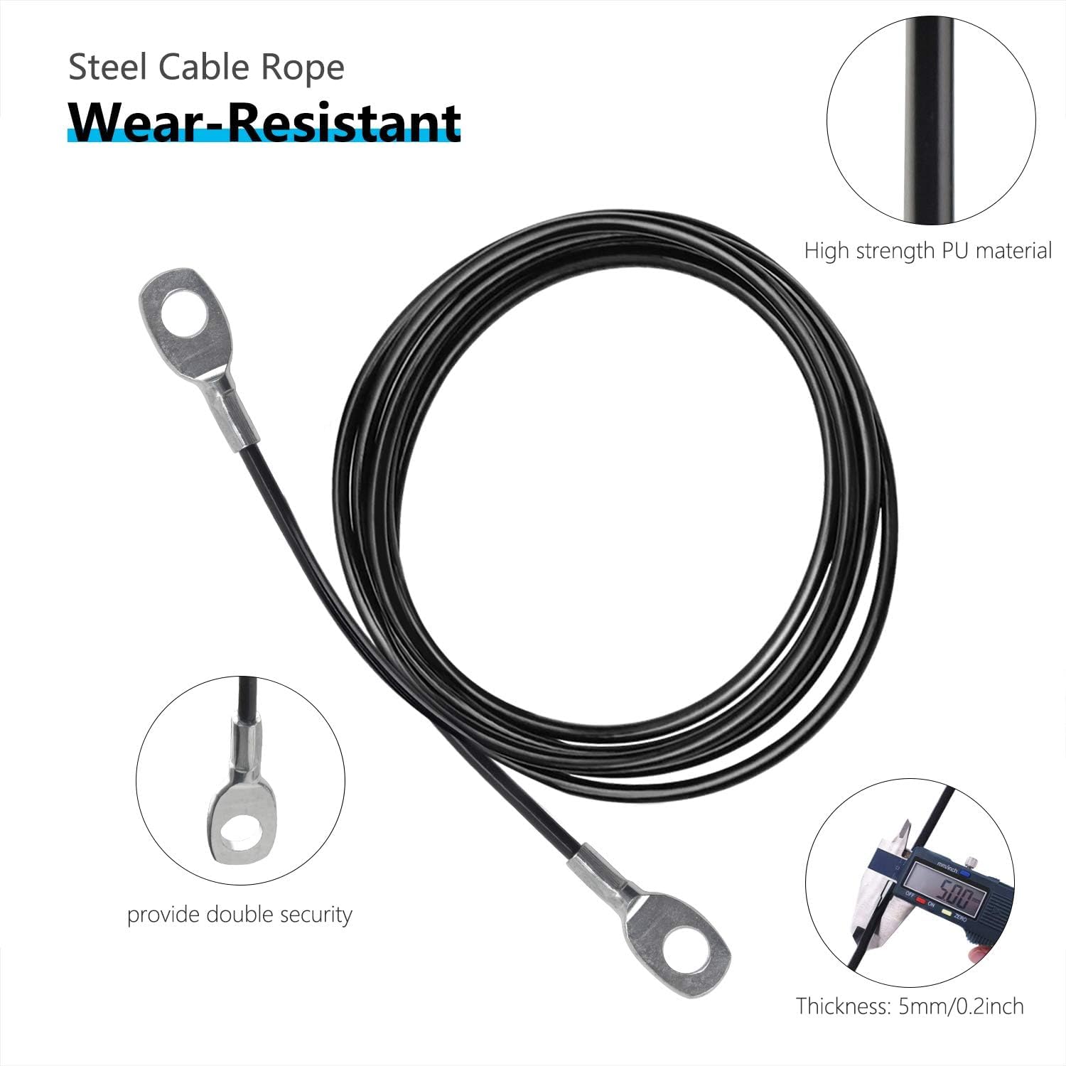 Câble en Acier pour Poulie Musculation, Système de Tirage Résistant pour Home Gym, Accessoire Machine de Musculation pour Entraînement Dos et Triceps