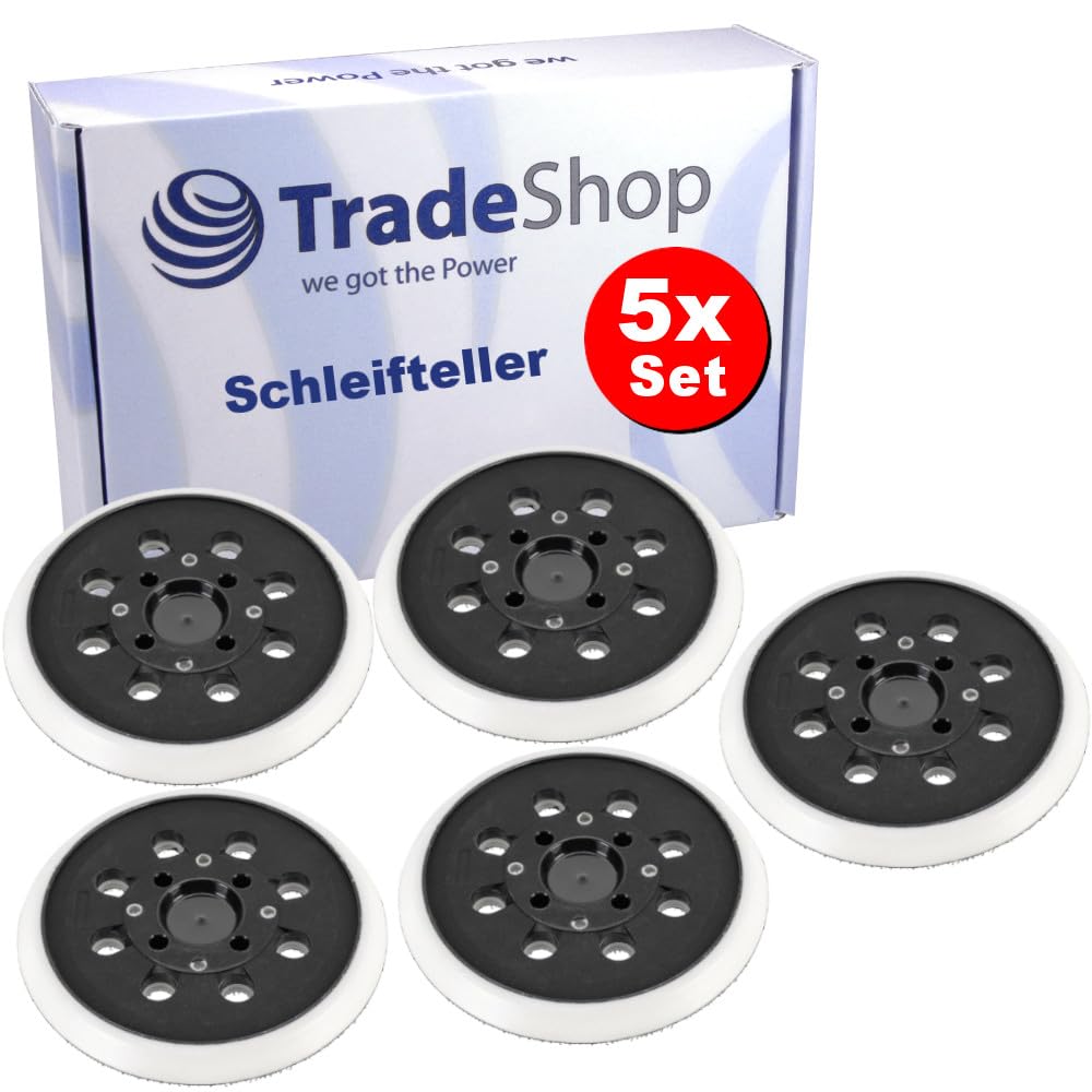 Trade-Shop Klett 8+4-Loch - Juego de 5 discos de lija (125 mm, compatible con lijadora orbital Bosch, sustituye a 2 609 004 175)