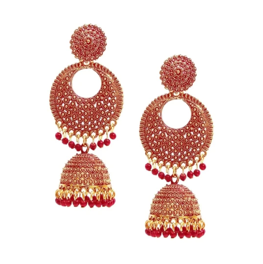 BUTTERCAP TRADERS Beautiful Design Jhumka Earring For Girls & Women (Floral Bali-Red) (B0BSC2QRPP) Amazon Price History, Amazon Price Tracker