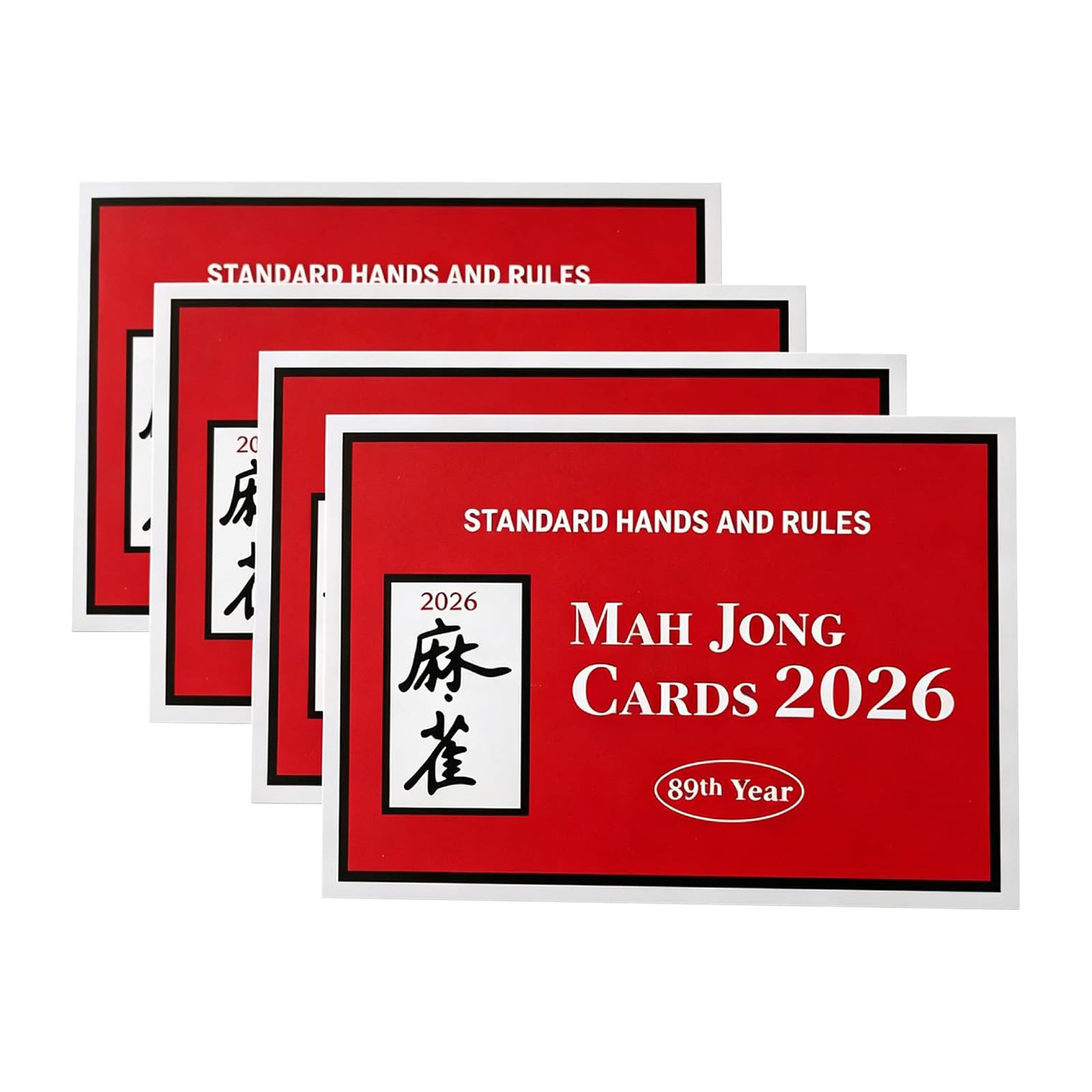 GETBSTOOP 4 Pcs Mahjong Card Official Rules, Mah Jongg Cards 2026 Large Print, Easy to Read Rule Guide, Large Size Score Card, Mahjong Accessories & Gifts for Women Man Mah Jong Beginners