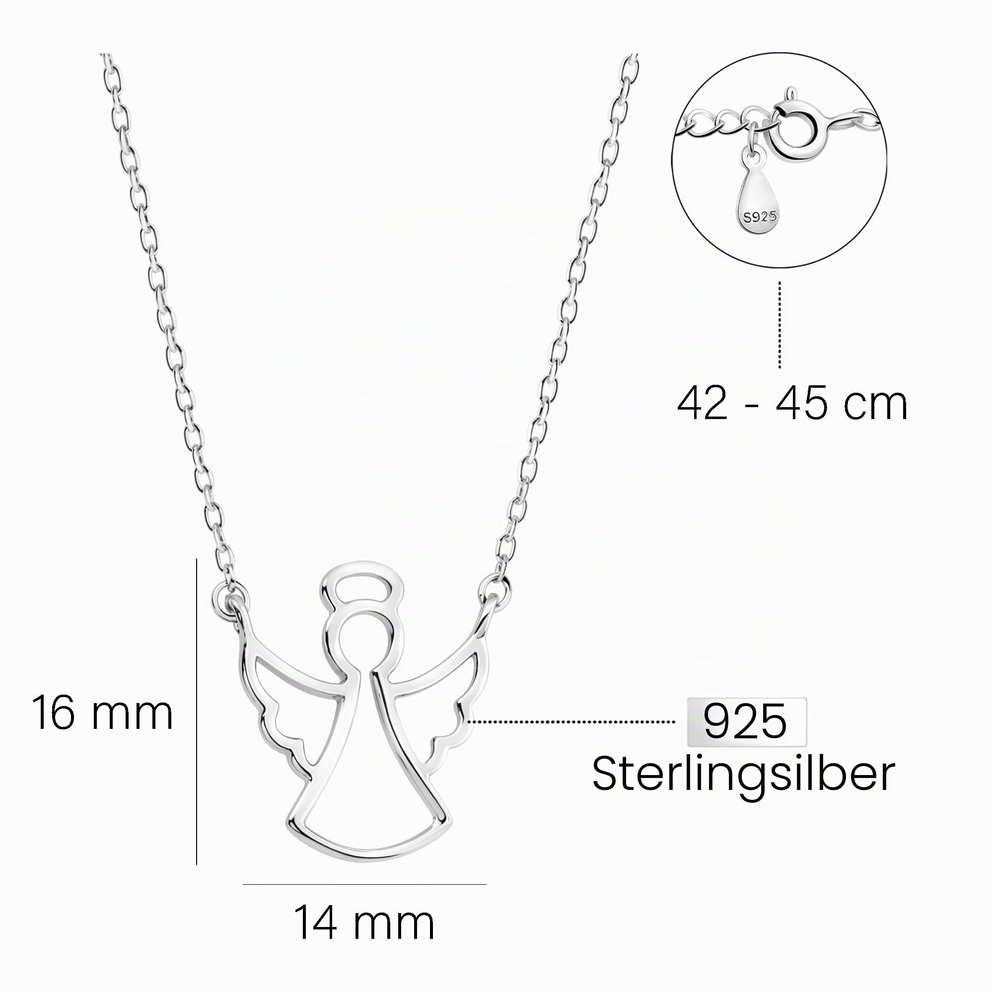 Sofia Milani - Damen Halskette 925 Silber - Schutzengel Anhänger - 50136