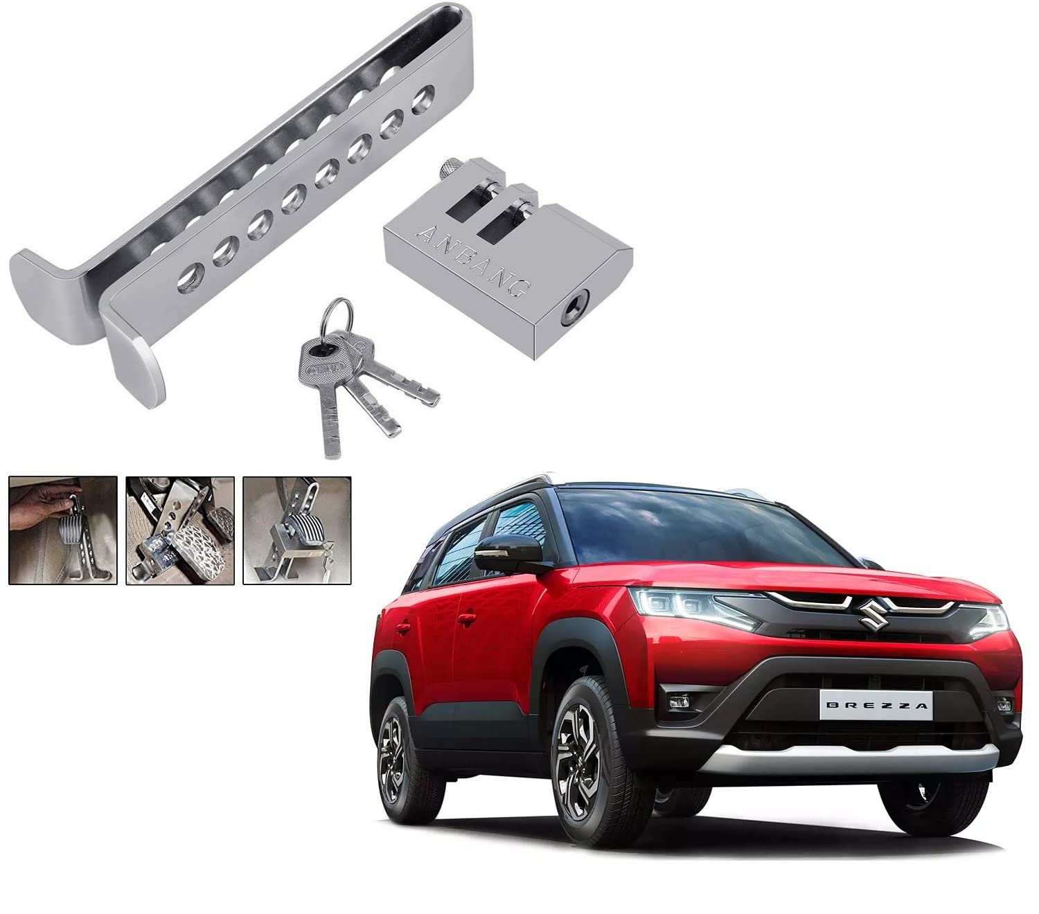 Auto Addict Car Clutch Lock Pedal Lock Rod or for Brake Clutch Throttle