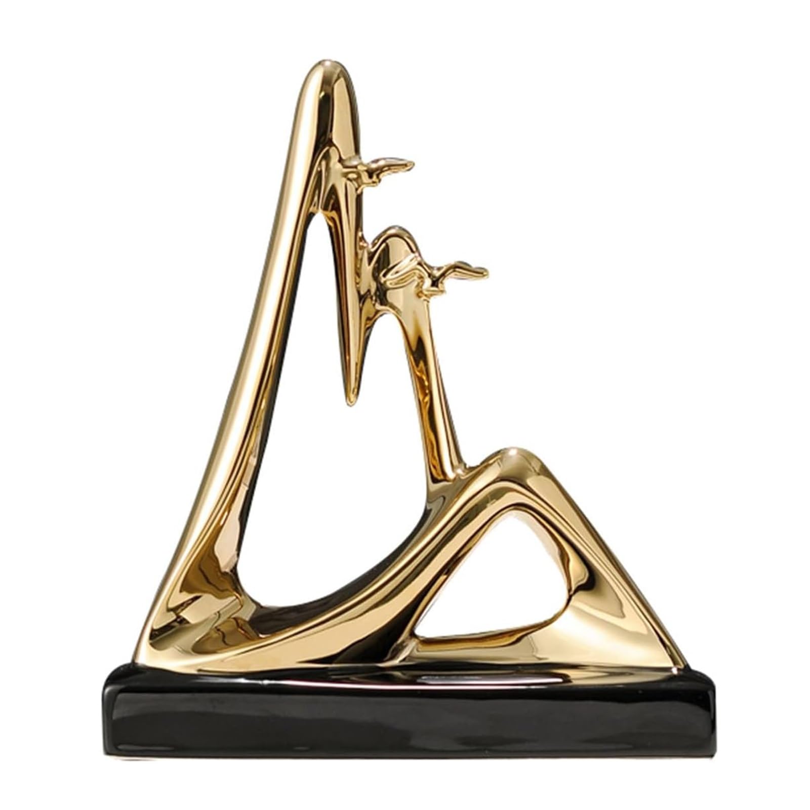 Vnook Gold Abstract Statue, Modern Ceramic Decorative Ornaments, Sculptures For Bookshelf Decoration, Desktop Ornaments, For Desk Shelf, Living Room, Housewarming Gift(Gold)