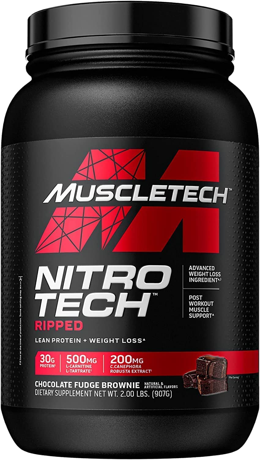 Nitro-Tech Ripped | Lean Whey Protein Powder/Isolate | Weight Loss Protein Powder for Women & Men | 907 g (907g, Chocolate)