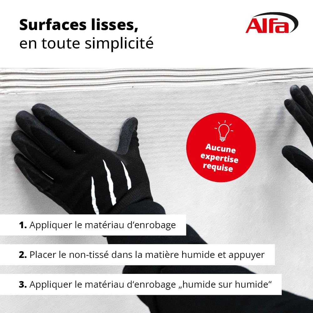 5391 ALFA - Toile de fibre de verre lisse de 40 g/m², 1 pièce - non-tissé de revêtement de 100 cm x 50 m (50 m²) - pour peinture et rénovation
