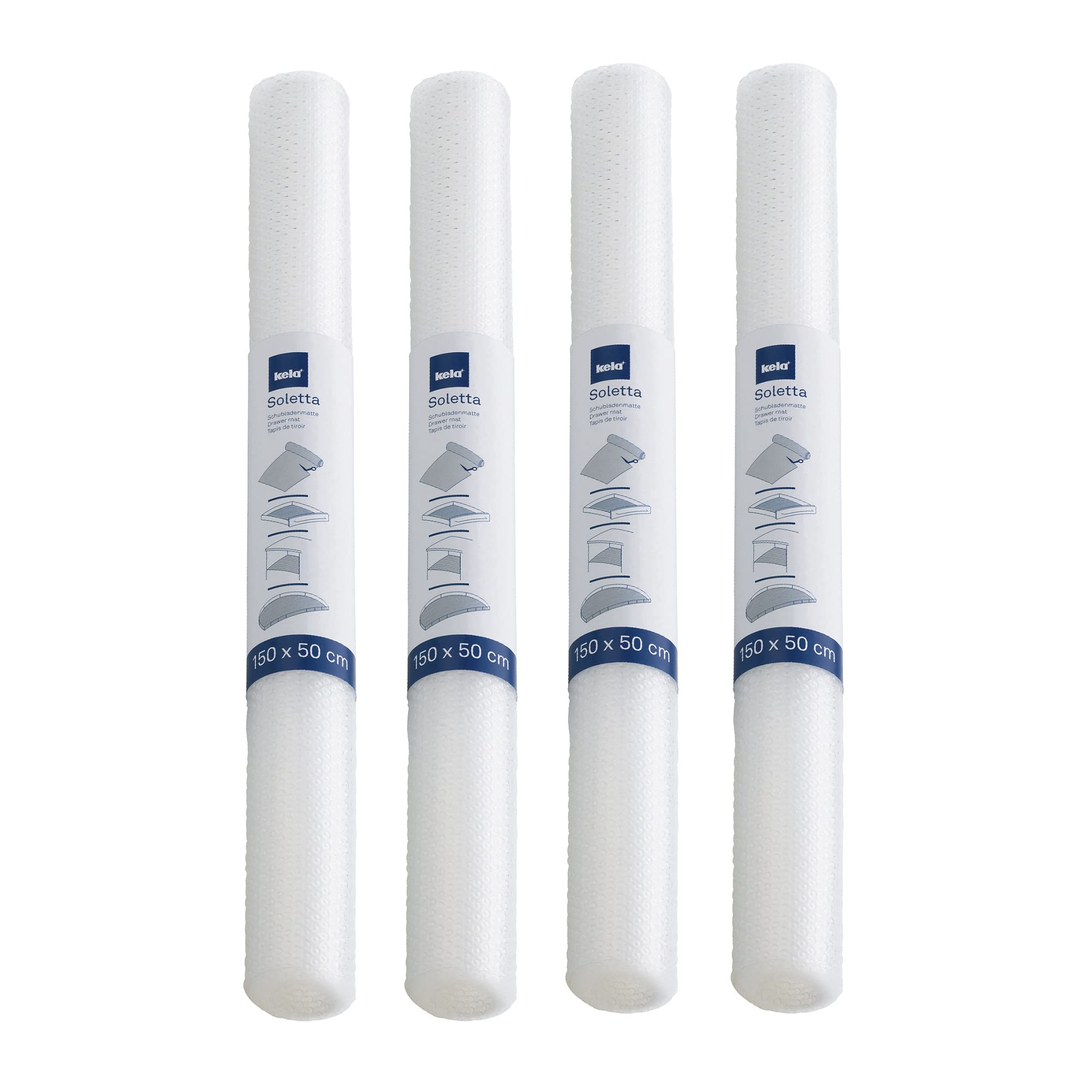kela Tappetino per cassetti50 x 150 cm, pellicola trasparente per armadi, 4 pezzi, tappetino antiscivolo per cassetti, SOLETTA, plastica