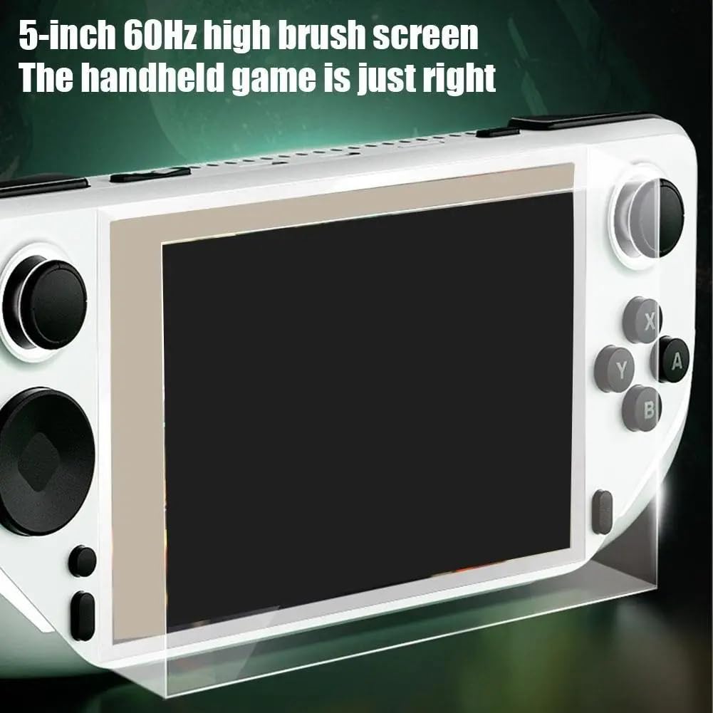 PPcdfre E6 Przenośna konsola do gier, przenośna obsługa gier wideo, 5-calowy IPS Retro Gamebox PSP PS1 N64 Connect TV (biały, 64 GB)
