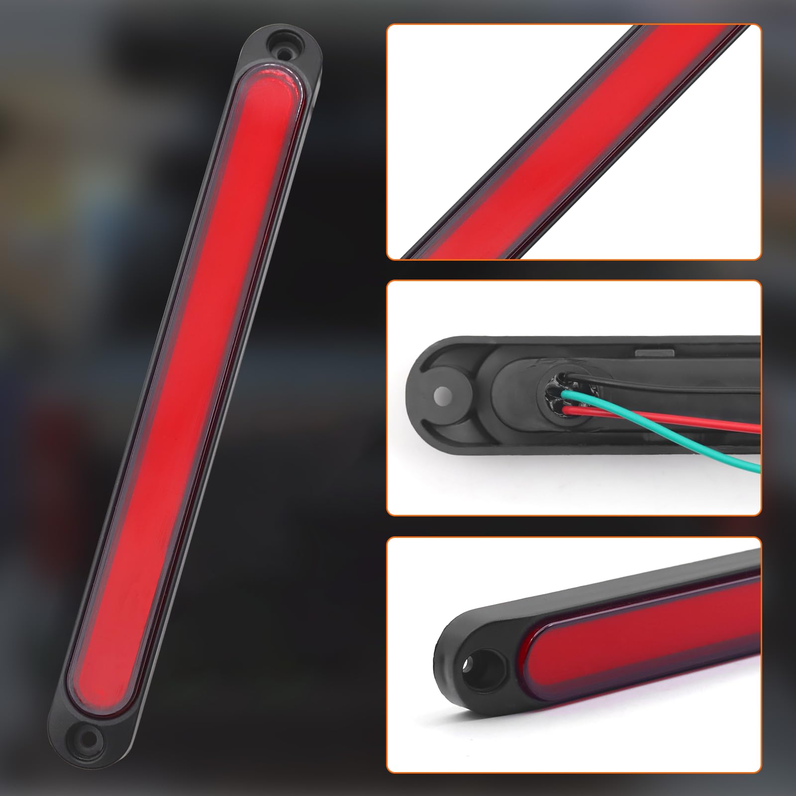 1PC Troisième Feu Stop Auto Rouge,2 en 1 Universelles 12V Feu de Stop Arrière de Voiture 3ème Feu Stop Effet de Flux Lumineux + Lumière Constante Pour Voitures VUS Camions